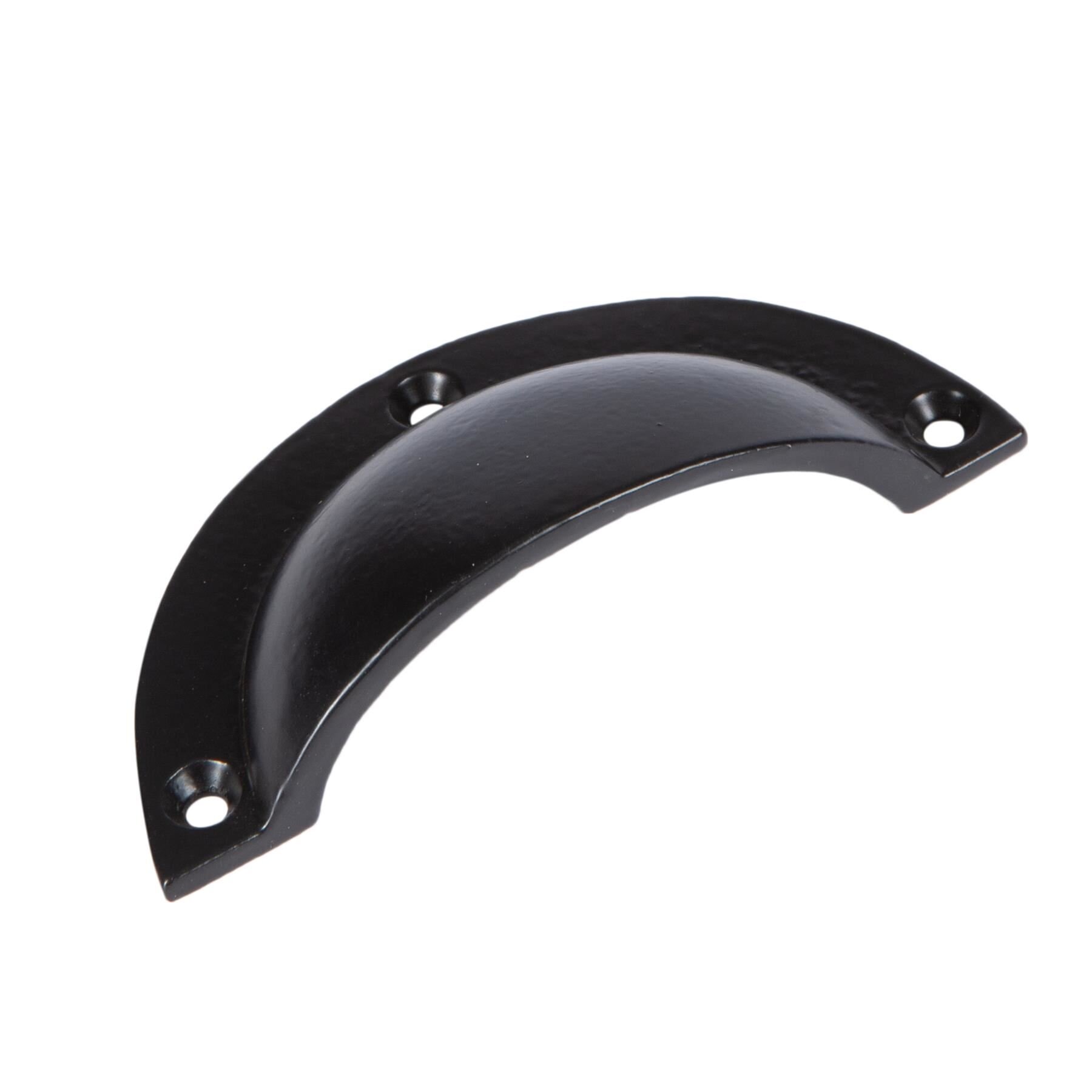 Black 95mm x 46mm Curved Cabinet Cup Handle - by Hammer & Tongs